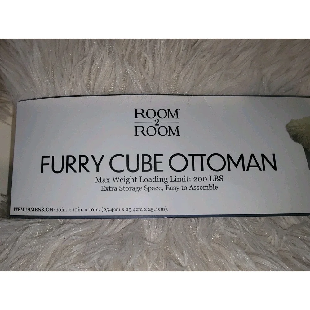 Hollywood Glam Furry Ottoman Modern Cube Faux Fur Home Décor Footrest Stool
